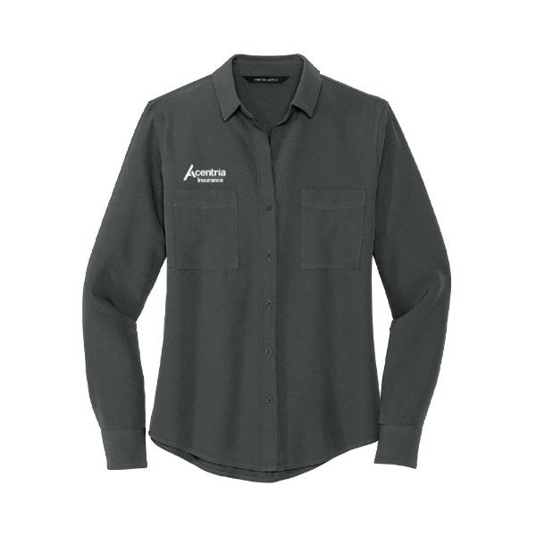 Picture of MADE TO ORDER - Mercer + Mettle® Stretch Long Sleeve Camp Blouse - Grey