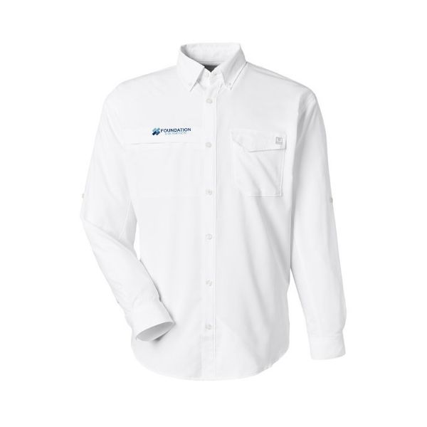 Picture of MADE TO ORDER - Huk® Men's Tide Point Long Sleeve Shirt - White
