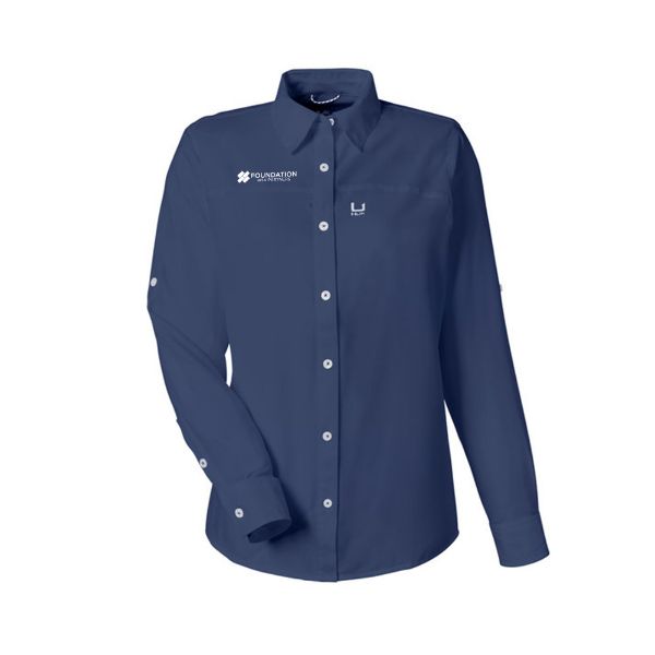 Picture of MADE TO ORDER - Huk® Women's Tide Point Long Sleeve Shirt - Navy 